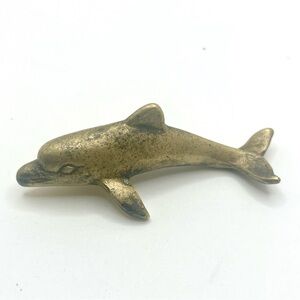 Vintage Solid Brass Dolphin Figurine Small Coastal Ocean Decor
